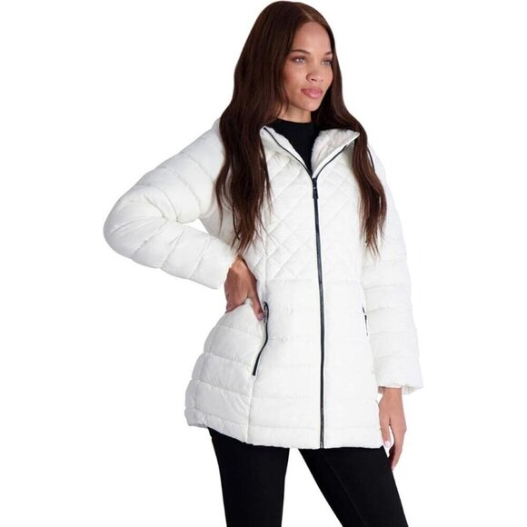 Steve Madden Women's Glacier Shield Winter Puffer Coat with Faux Fur Lining M - Picture 2 of 5